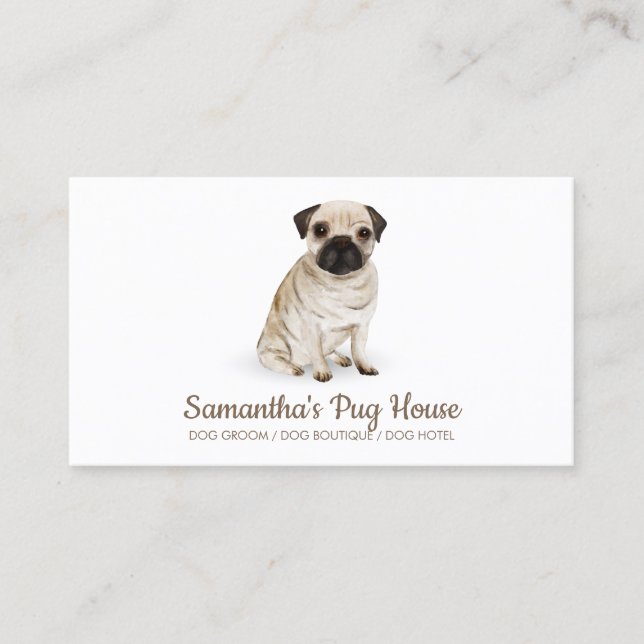 Cartão De Visita Cachorro Pug Simples Sentado (Frente)