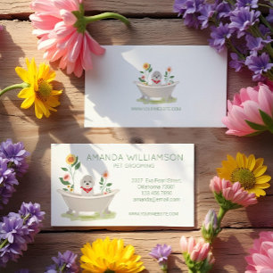 Cartão De Visita Cachorro Que Cultiva O Poodô Maltês Na Banheira