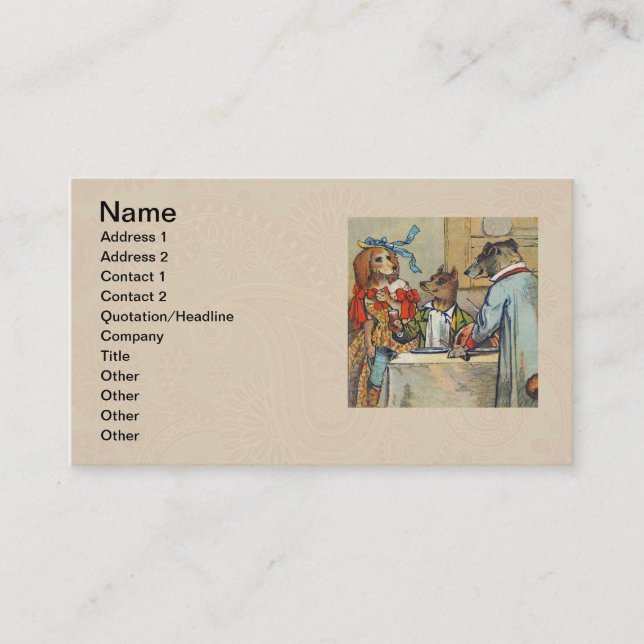 Cartão De Visita Cachorro Vitoriano Janto Vestido Cachorro (Frente)