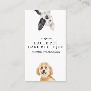 Cartão De Visita Cachorros Aquarelas de Pet Care Grooming & Salon