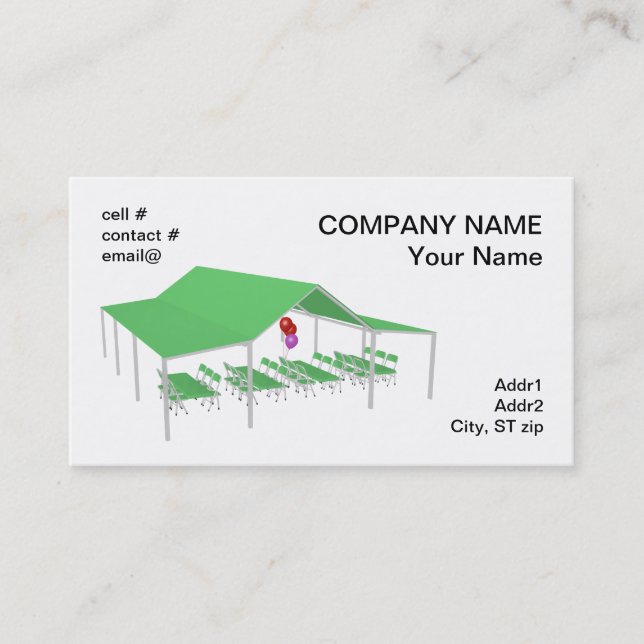 Cartão De Visita cadeira e mesas de dobradura com balões do partido (Frente)