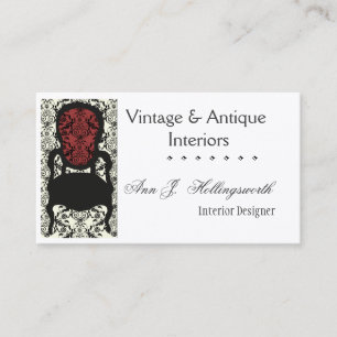 Cartão De Visita Cadeira floral do damasco do Victorian do