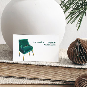 Cartão De Visita Cadeira Verde Esmeralda Design Profissional Minima