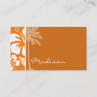 Cartão De Visita Cádmio Laranja Tropical Hibiscus; Palm