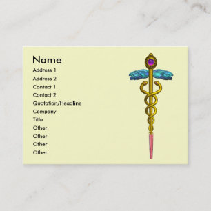Cartão De Visita CADUCEU, âmbar dourado vibrante