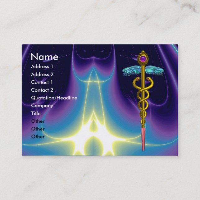 Cartão De Visita CADUCEUS, ametísta de ouro vibrante (Frente)