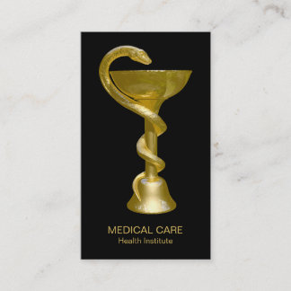 Cartão De Visita Caduceus Dourado da Classe de Higieia da Cobra Méd