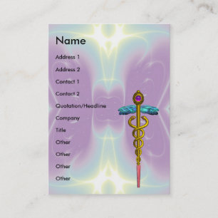 Cartão De Visita CADUCEUS DOURADO, DOUTOR; SERVIÇO MÉDICO, cerceta