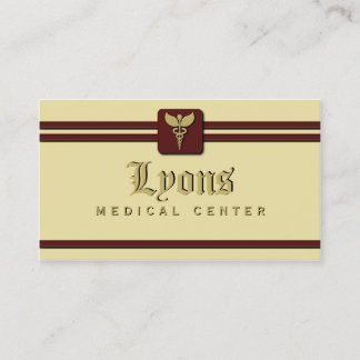 Cartão De Visita Caduceus Medical Doctor Health Care Cream and Red