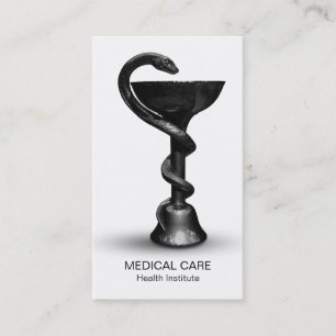 Cartão De Visita Caduco Branco Preto da Hygieia Cobra Bowl Médica