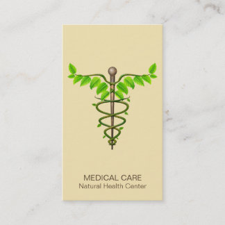 Cartão De Visita Caduco Médico alternativo deixa bege verde