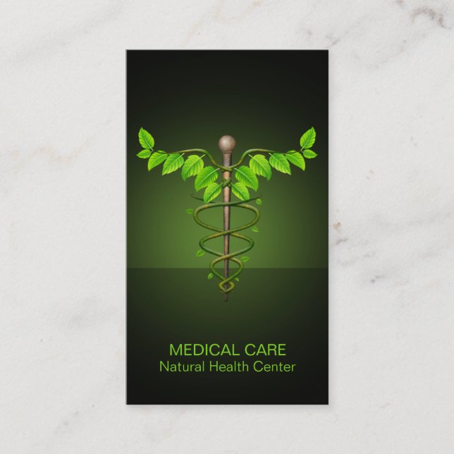 Cartão De Visita Caduco Médico Holístico Alternativo Folha Verde (Frente)