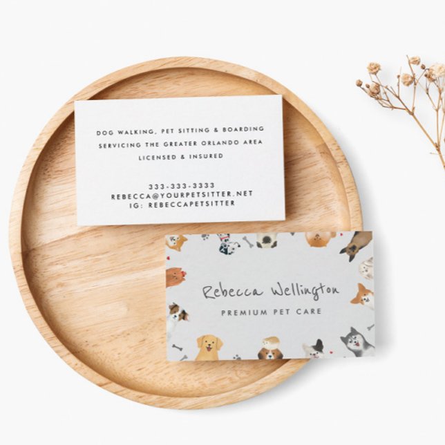 Cartão De Visita Cães Cachorros Cachorros Pet Sitter Cachorro (Criador carregado)