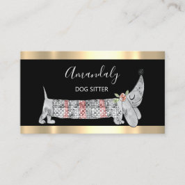 Cartão De Visita Cães Cães Pet Fashique Boutique Basset Cinza Silve