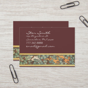 Cartão De Visita Cães e Coelhos Impressão de Caça a Animais Vintage