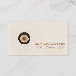 Cartão De Visita Café Bean Cup Compro Barista Logo Beige