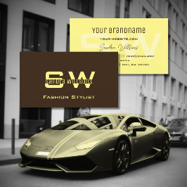 Cartão De Visita Café Castanho e Creme simples com monograma