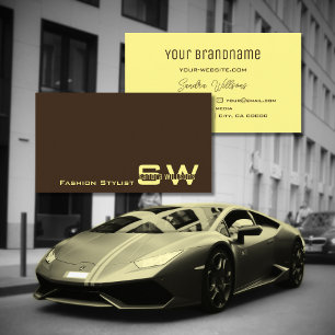 Cartão De Visita Café Castanho e Creme simples com monograma