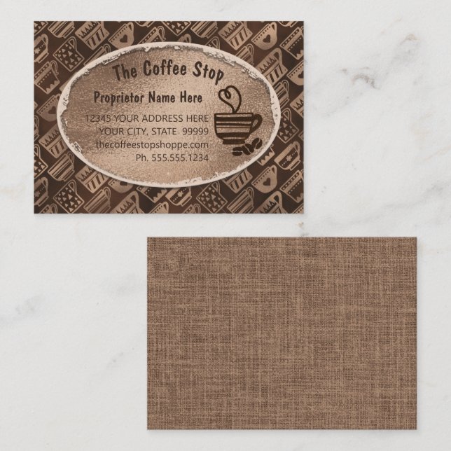 Cartão De Visita Café Compro Latão Artes Mug Bebê Chocolate Castanh (Frente/Verso)