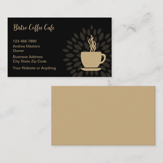 Cartão De Visita Café de Café Shop da Moda (Frente/Verso)