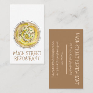 Cartão De Visita Café de Comida Mediterrâneo de Galinhas Hummus Hou