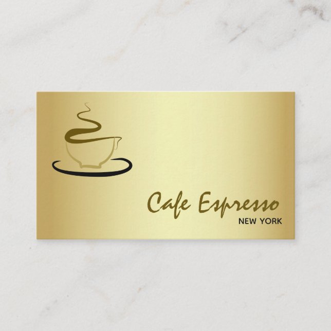 Cartão De Visita Café Elegante Dourado (Frente)