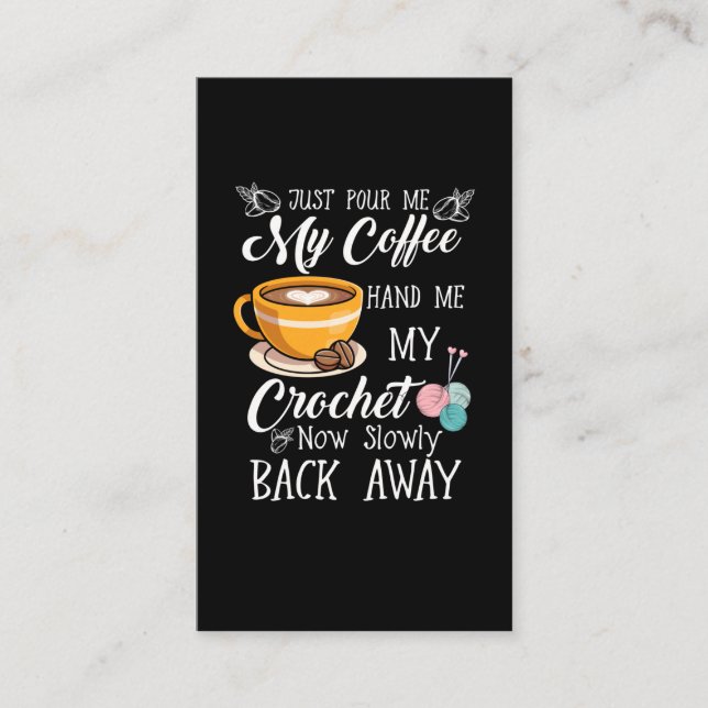 Cartão De Visita Café Lover Crochet Lady Crocheting Yarn Humor (Frente)