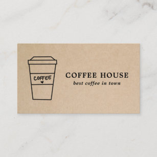 Cartão De Visita Café Moderno Castanho Simples