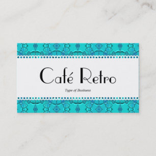 Cartão De Visita Café Retro (Scalloped) - Festival Azul Aqua