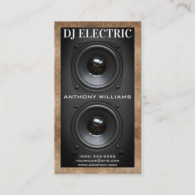 Cartão De Visita Caixa de Auto-falante do subwoofer | Couro (Frente)