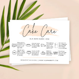 Cartão De Visita Cake Care Instructions Light Soft Beige Watercolor