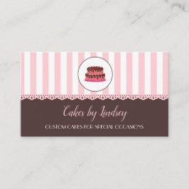 Cartão De Visita Cake Decorator PINK BROWN Bakery CUTE