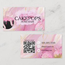Cartão De Visita Cake Pops Baker Bakery Treats Pink