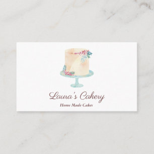 Cartão De Visita Cakes Sweets Cupcake Bakery Watercolor Vintage