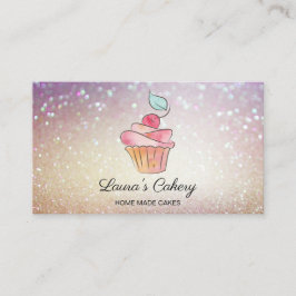 Cartão De Visita Cakes Sweets Home Bakery Girly Watercolor Cupcake