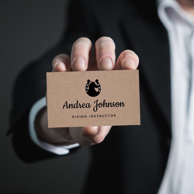 Cartão De Visita Calçado de Cavalo Fazenda de Cavalo Castanho Kraft (Criador carregado)