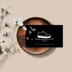 Cartão De Visita Calçado desportivo de tênis preto desenhado à mão