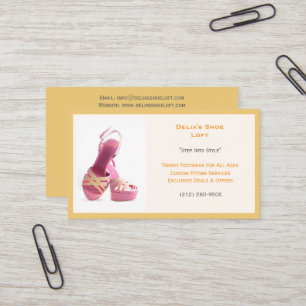 Cartão De Visita Calçados de moda amarela cor-de-rosa
