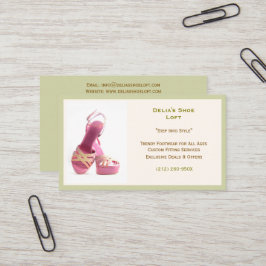 Cartão De Visita Calçados de moda verde-rosa alto salto