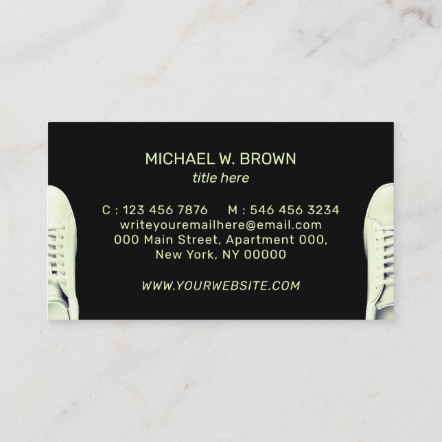 Cartão De Visita Calçados de tênis Vestuário de ginástica neon casa (Verso)