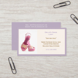Cartão De Visita Calçados roxos de moda cor-de-rosa