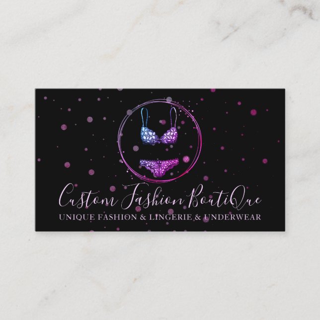 Cartão De Visita Calcinha de Lingerie de Swimwear Black Bikini (Frente)