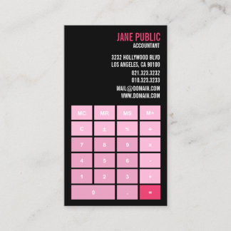 Cartão De Visita Calculadora Contabilista Rosa