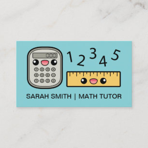 Cartão De Visita Calculadora Fofa e Régua Tutor de Matemática