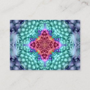 Cartão De Visita Caleidoscópio azul   Groovy do Fractal do vintage