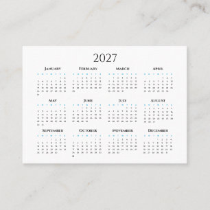 Cartão De Visita Calendário 2027 #2 Quatro Linhas, Três Colunas