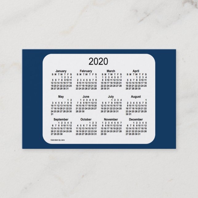 Cartão De Visita Calendário de 2020 da Janz Police Box Blue Euro (Frente)
