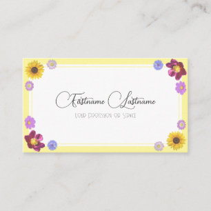 Cartão De Visita Caligrafia de flores de casamento florais com cali