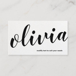 Cartão De Visita Caligrafia de Leather Branca Branca Moderna e Negr