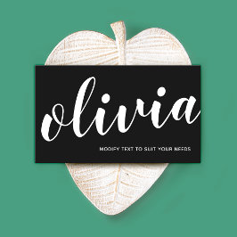 Cartão De Visita Caligrafia de Script de Assinatura Preta-Branca